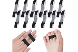 Wisesso Finger Splint, 12PCS Finger Buddy Straps, Adjustable Buddy tape for Broken Toe, Sprained Fingers Support, Finger Support, Arthritis Finger Splint Rings, Black
