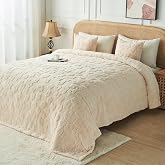 FY FIBER HOUSE Ultra Soft Fuzzy King Blanket, 90"x108", Beige