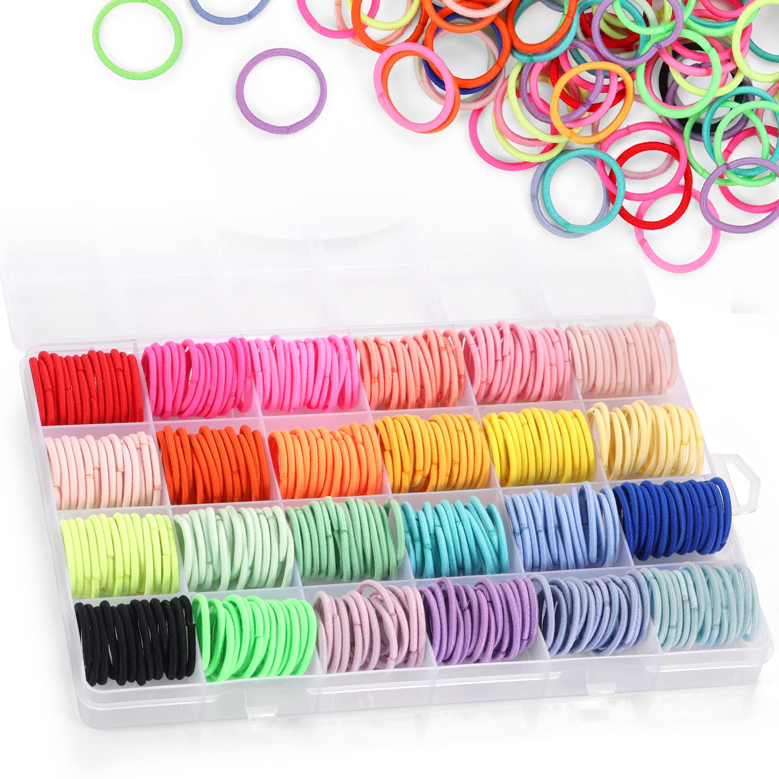Baby Hair Bands, 336Pcs Small Elastic Hair Bands for Girls, Tiny Colorful Ponytail Holders Hair Tie for Baby Hair, Funtopia Colorful Hair Ties No damage with Organizer Box for Kids Toddlers