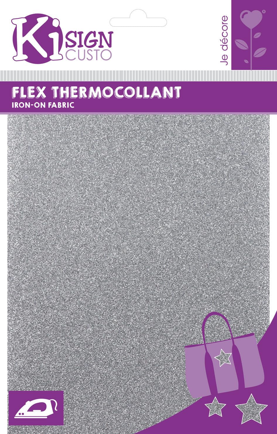 Hot Fix Iron transfer sheet GLITTER 15 x 20 cm 1 pc. silver, Polyester blend, 21 x 15 x 1 cm