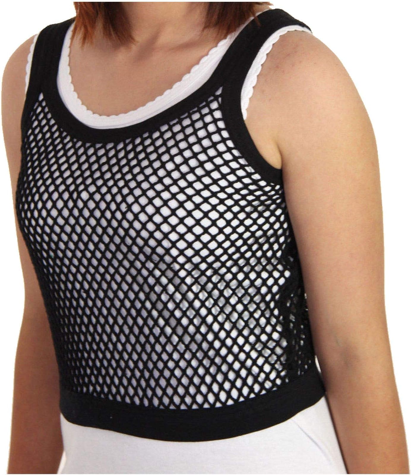 Women Sleeveless String Vest Ladies MESH Fishnet Gym T-Shirt Cropped Tank Tops