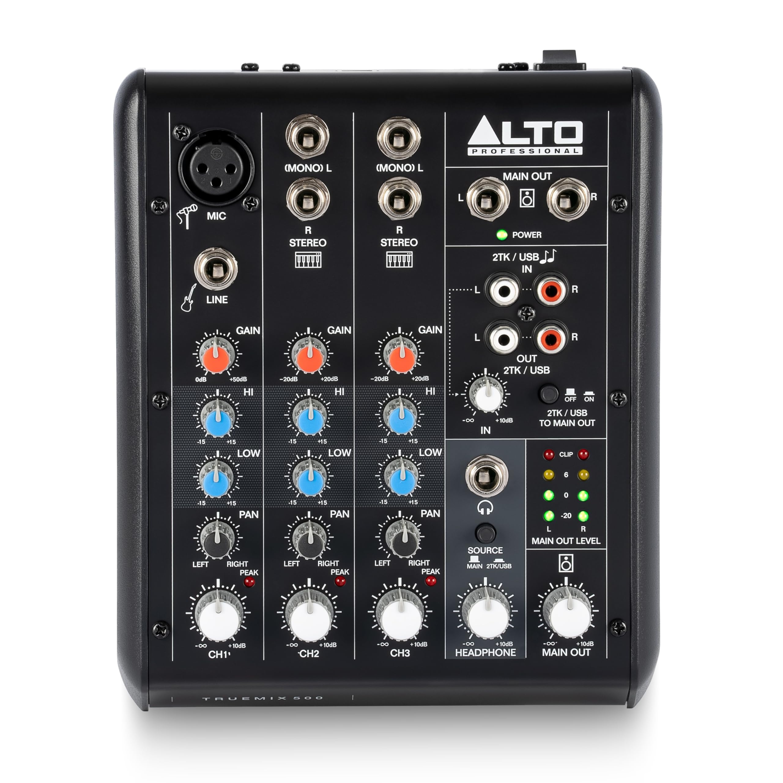 ALTO TrueMix 500 Audio Mixer with XLR Mic In and USB Audio Interface for Podcasting, Live Performance, Streaming, Recording, DJ, Mac and Windows