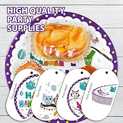 96 Pcs Owl Birthday Party Supplies Cute Cartoon Owl