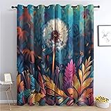 Dandelion Blackout Curtains, Floral Patterned
