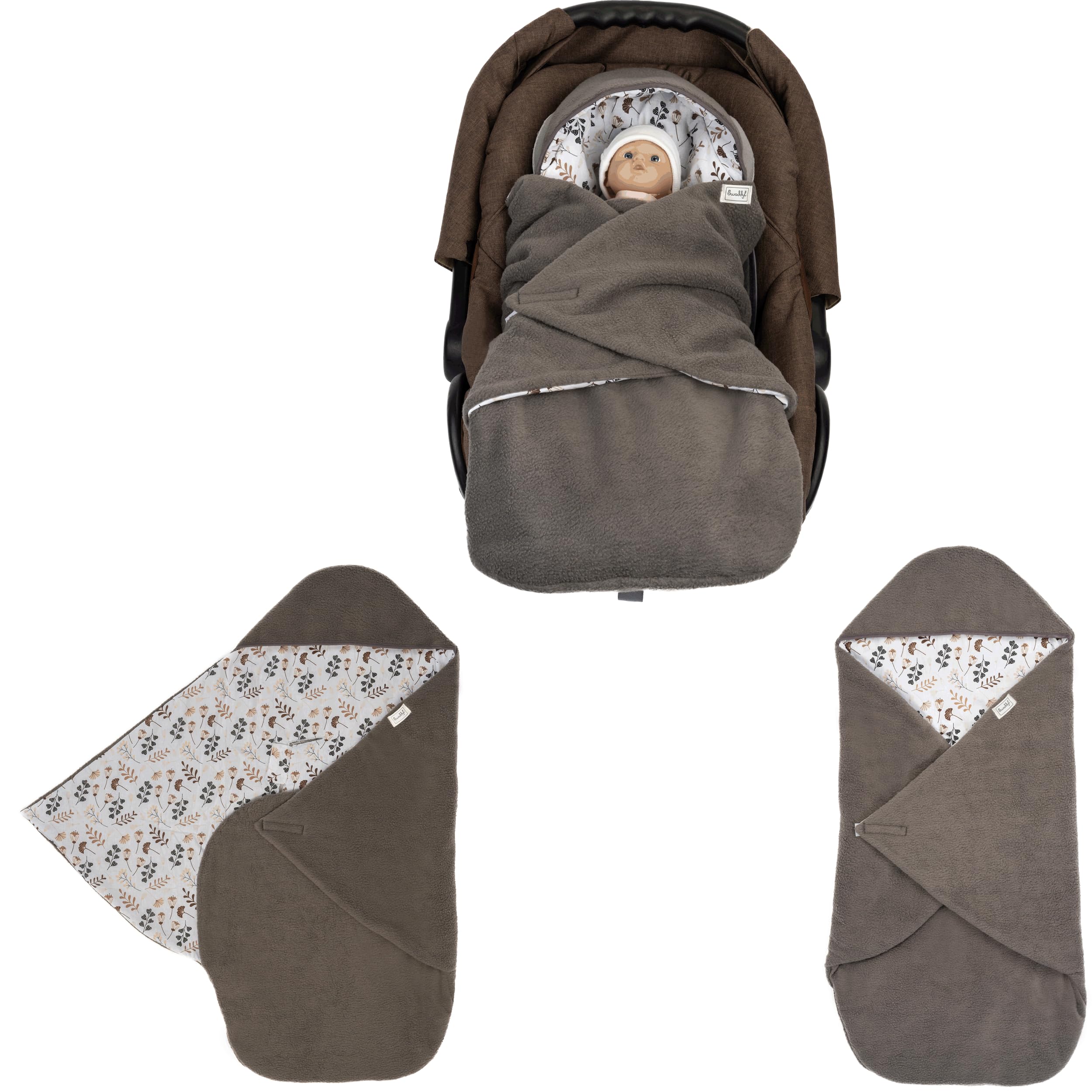 Photo 1 of Swaddyl Car seat Blankets for Babies - Baby Footmuff - Carseat Swaddle Blanket - Stroller Bunting Bag for Infants - Baby Newborn Winter Gear (Flower Beige)