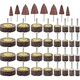 AOKLIT 40 Pcs 80Grit Abrasive Flap Wheel Sander Set,with 1/4inch Shank,Aluminum Oxide Flap Wheels Cylindrical Cone Shape Sand