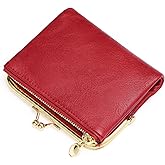 RNIEGA Wallet Women Small RFID Blocking Bifold Leather Wallets for Women Vintage Coin Purse With Zipper and Kiss Lock