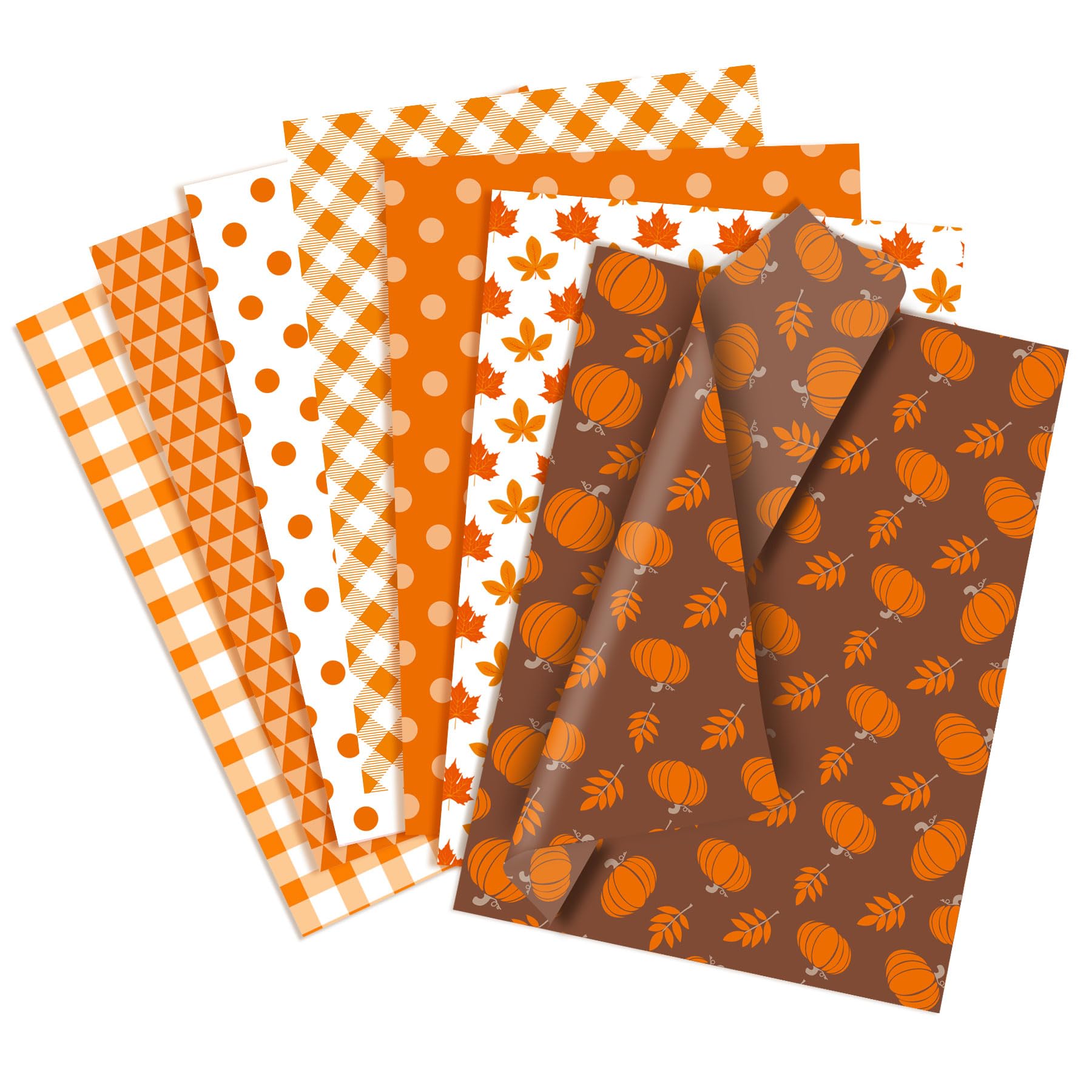 Larcenciel Fall Tissue Paper, 70 Sheets Fall Tissue Paper Bulk for Gift Bags, Pumpkin Maple Leaves Patterned Autumn Gift Wrap for Harvest, Thanksgiving, 50x30CM