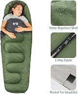 Trail Outdoor Kids Sleeping Bag Mummy 3 Season 170cm Khaki with Rucksack view 5
