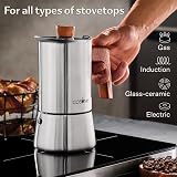 Cosumy Espresso Maker Induction Stainless Steel Moka Pot 6 Cups FSC Oak view 4
