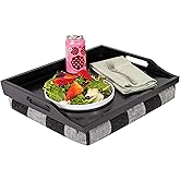 ROSSIE HOME Wood Lap Tray &ndash; Buffalo Check, Fits 15.6" Laptops | Detachable Cushion Converts to Serving Tray, Built-In Carry Handles, Fits Laptops up to 15.6&rdquo;