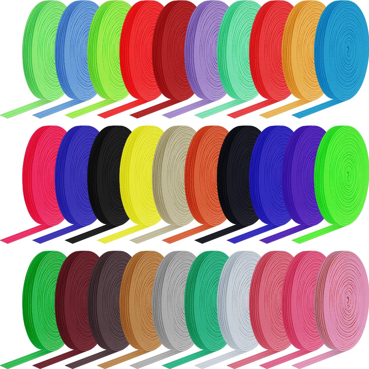30 Rolls Braided Elastic Bands MultiColor Elastic Rope