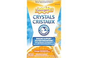 Emergen-C Crystals On-The-Go Immune Support Supplement with Vitamin C, Zinc, B Vitamins & Manganese, Orange Flavour, 24 Packe