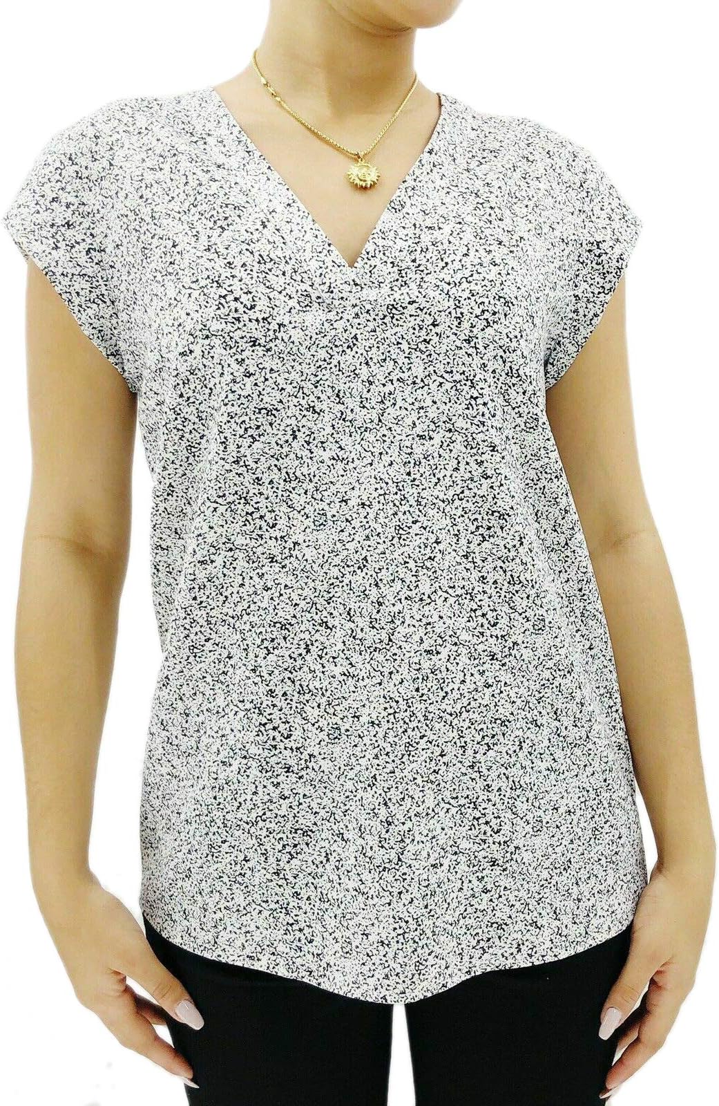 Hilary Radley Women's V-Neck Short Sleeve Blouse