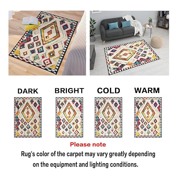 BENEDICT 2X6 ABSTRACT GEOMETRIC AREA RUG, NON SLIP LOW PILE WASHABLE CARPET, NO SHEDDING MULTI COLOR MODERN RUG FOR LIVING ROOM BEDROOM KITCHEN ENTRYWAY