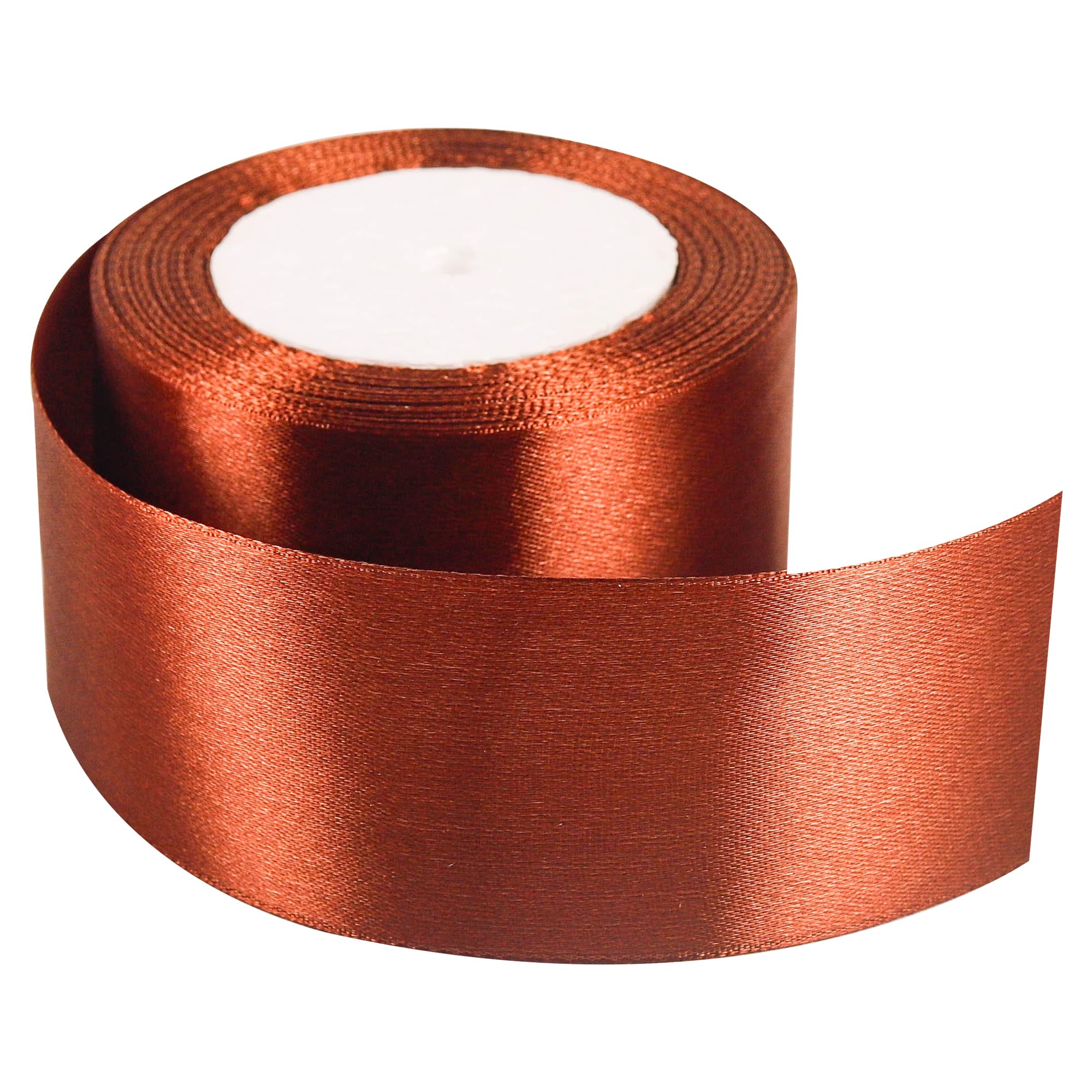 50mm Coffee Ribbon for Gift Wrapping 22M,Coffee Satin Ribbons Fabric 50mm Thick for Christmas Day Decorative Ribbon, Gift Wrapping Ribbons for Crafting, Wedding Party Decoration