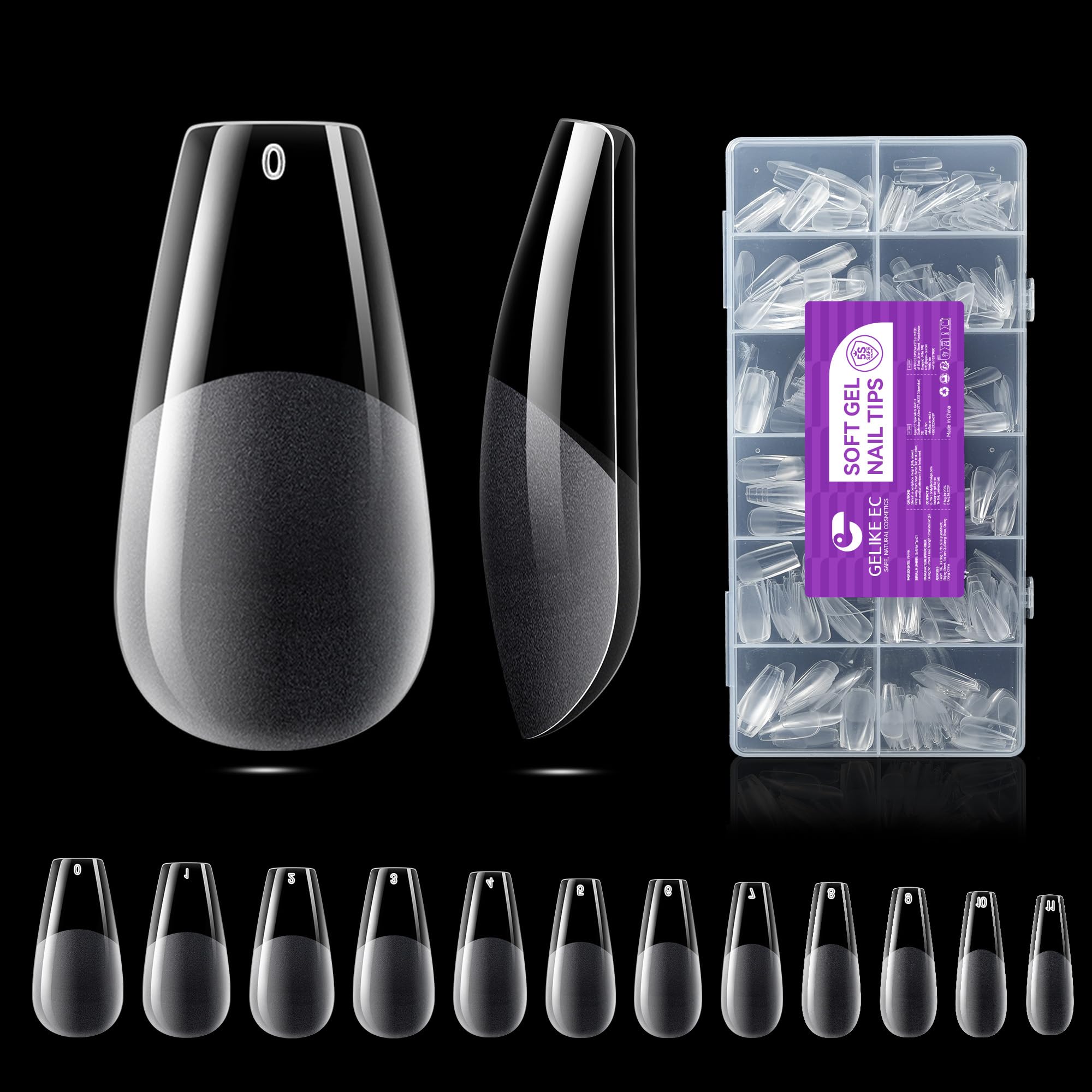 Gelike ec Press on Nails for Extensions Kit, Medium Gel Tips Clear (552MC) — image 1