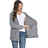 Meuponc Mastectomy Hoddies Jacket Coat with Drain Pockets Women Post Surgery Recovery Must Haves Long Sleeve Zip Up Shirts