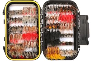 FISHINGSIR 120PCS Fly Fishing Flies Set Assorted Dry/Wet Flies Fly Fishing Lures with Waterproof Fly Box