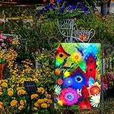 Welcome Lighted garden flag birds house garden flags 12X18 double sided, solar sall yard flag, lawn home spring Easter decoration.