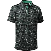 ZITY Men's Golf Shirts Short Sleeve Moisture Wicking Performance Print Patterns Casual Collared Golf Polo Shirt for Men