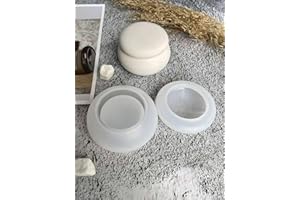 2PCS/Set Small Jar Storage Box Silicone Mold Base + Lid,DIY Small Jar Aromatherapy Candle Cup Plaster Mould,Home Decoration O