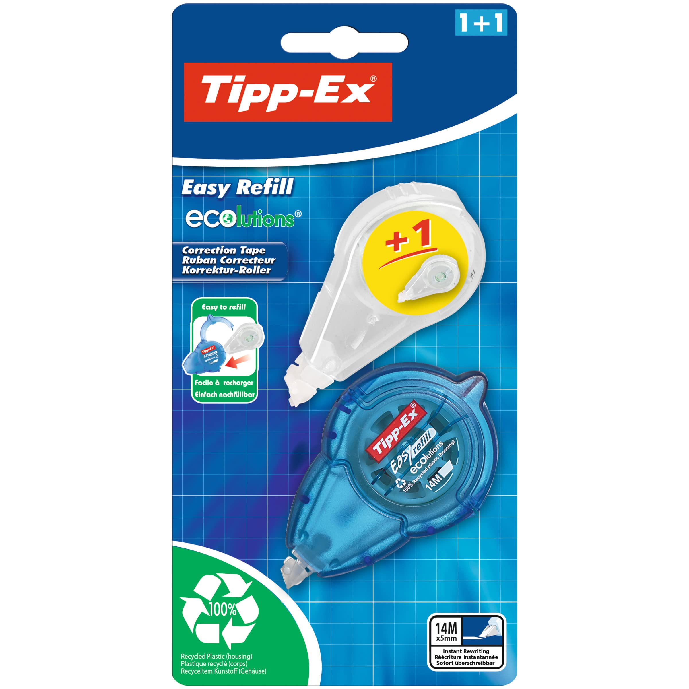 Tipp-Ex Ecolutions Easy Refill Correction Tape Roller Correction Roller tip 1 White
