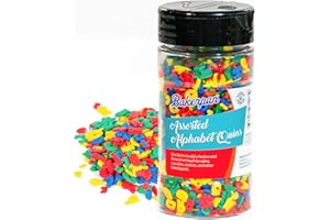 Bakerpan Quins Sprinkles for Cake Decorating - Alphabet Sprinkles 4 Ounces - ABC Edible Confetti Sprinkles for Cupcakes, Ice Cream, Cookies, Cakes (Made in USA)