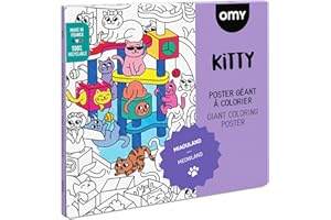 Omy Giant Coloring Poster – Kitty | Fun and Creative Coloring Activity | Extra-Large Poster to Color Alone or with Others | Easy-to-Frame Format | from 3 Years Old