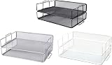 EXERZ Letter Trays 2pc Stackable Desk Organizer Mesh Metal Black view 6
