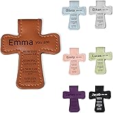 callie Personalized Cross Leather Magnetic Bookmark Clip, Inspirational Bible Book Marks, Encouragement Gifts for Christian Women Men, 1 Pack