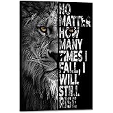 SKASNFAI Lion Canvas Wall Art Black and White Animal Inspirational Motivational Quotes Prints Posters Office Decor Framed Ready to Hang (12x16 inch)