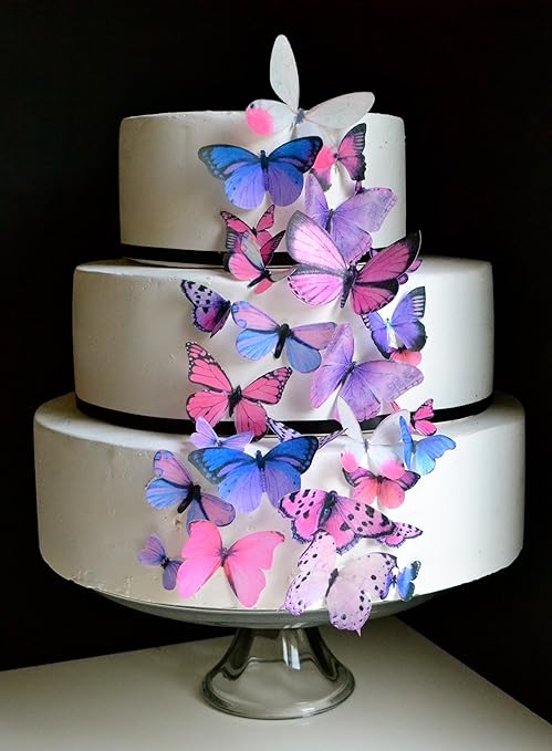 Amazon Com Edible Butterflies C Set Of 30 Pink And Purple Cake