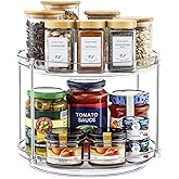 2 Tier Clear Acrylic Lazy Susans, Non-Skid Turntable Organizer, 9.25'' | Thick, Stable, 360° Smoothly Rotating - Kitchen Spic
