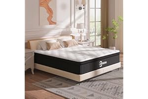 CRYREINA Queen Mattress 12 inch, Hybrid Mattress in a Box, Individually Pocket Springs, Medium Firm Feel for Pressure Relief, Breathable Comfort, CertiPUR-US Certified, Gray&White
