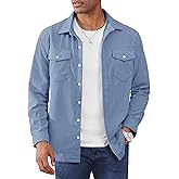 Cotrasen Men's Corduroy Shirt Jacket Button Down Long Sleeve Ribbed Shacket Lightweight Overshirt with Flap Pockets