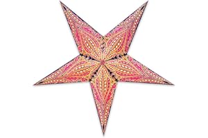 GalaxyArts Paper Star Lanterns, 24 Inch Queen Blue Yellow 3D Light-Up 5-Pointed Hanging Lamp, Handcrafted Hollow Decoration for Christmas, Weddings, Holidays, Indoor Outdoor Home Décor (Medium)