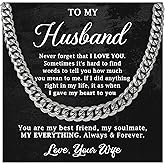 Chiside To My Husband Necklace With Message Card, Husband Gift From Wife, Necklace For Husbands, Gift For Husbands Birthday Christmas Wedding Day, Cuban Chain Necklaces For Him Men