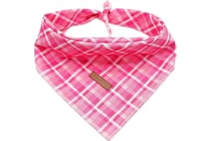 Lionheart Glory Pink Plaid Bandana 1 Pack - Washable Soft Scarf, Square Adjustable for Small Medium Large Dogs