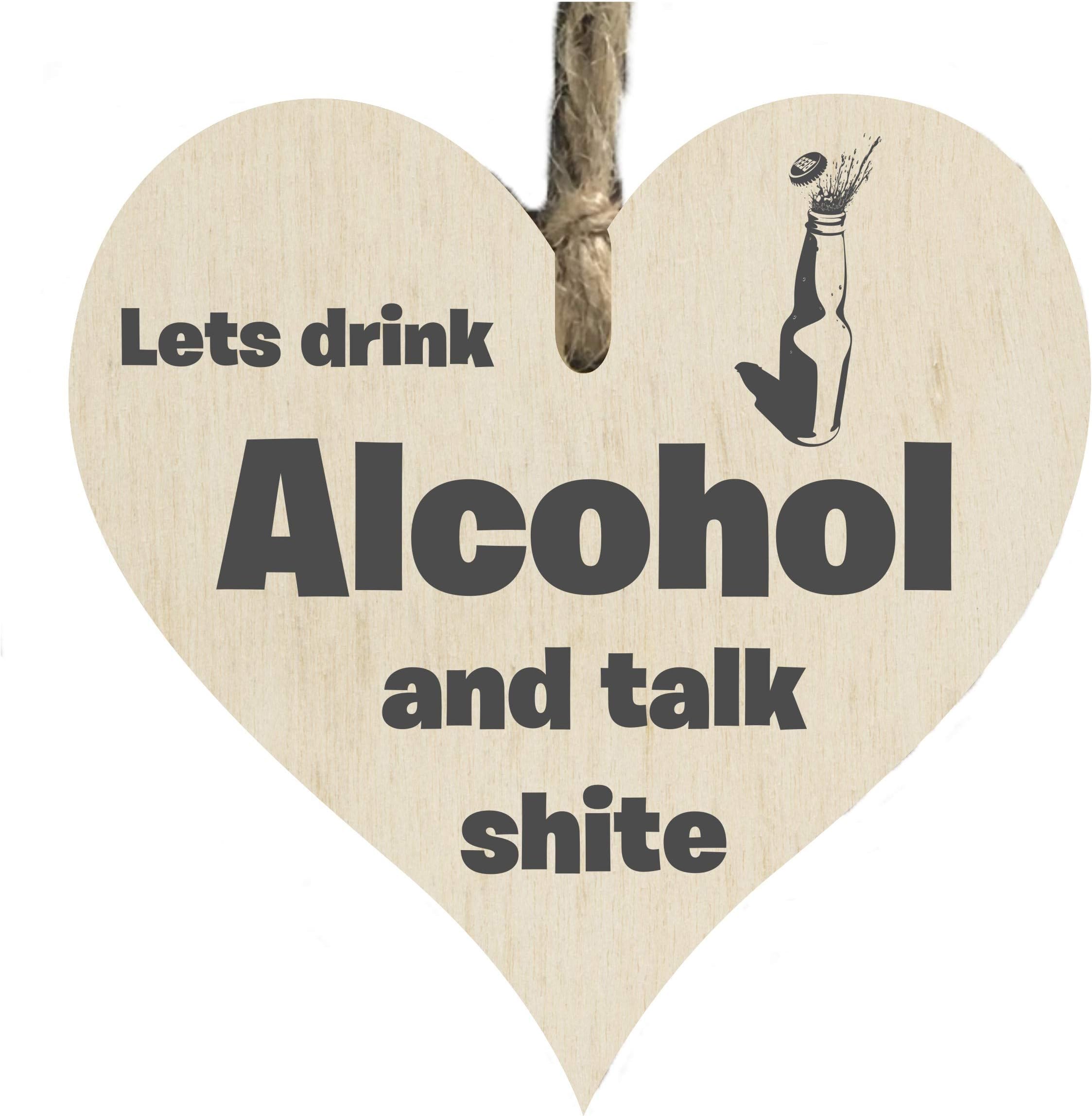 the sticker studio ltd Lets Drink Alcohol Funny Quote Ceramic Heart Shape Plaque Gift Sign cr61