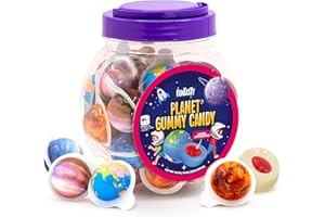 Funtasty Planets Gummy Balls Candy with Jam Center, Bubblegum Flavor, 19-Ounce Jar (30 Count) - Party Favors