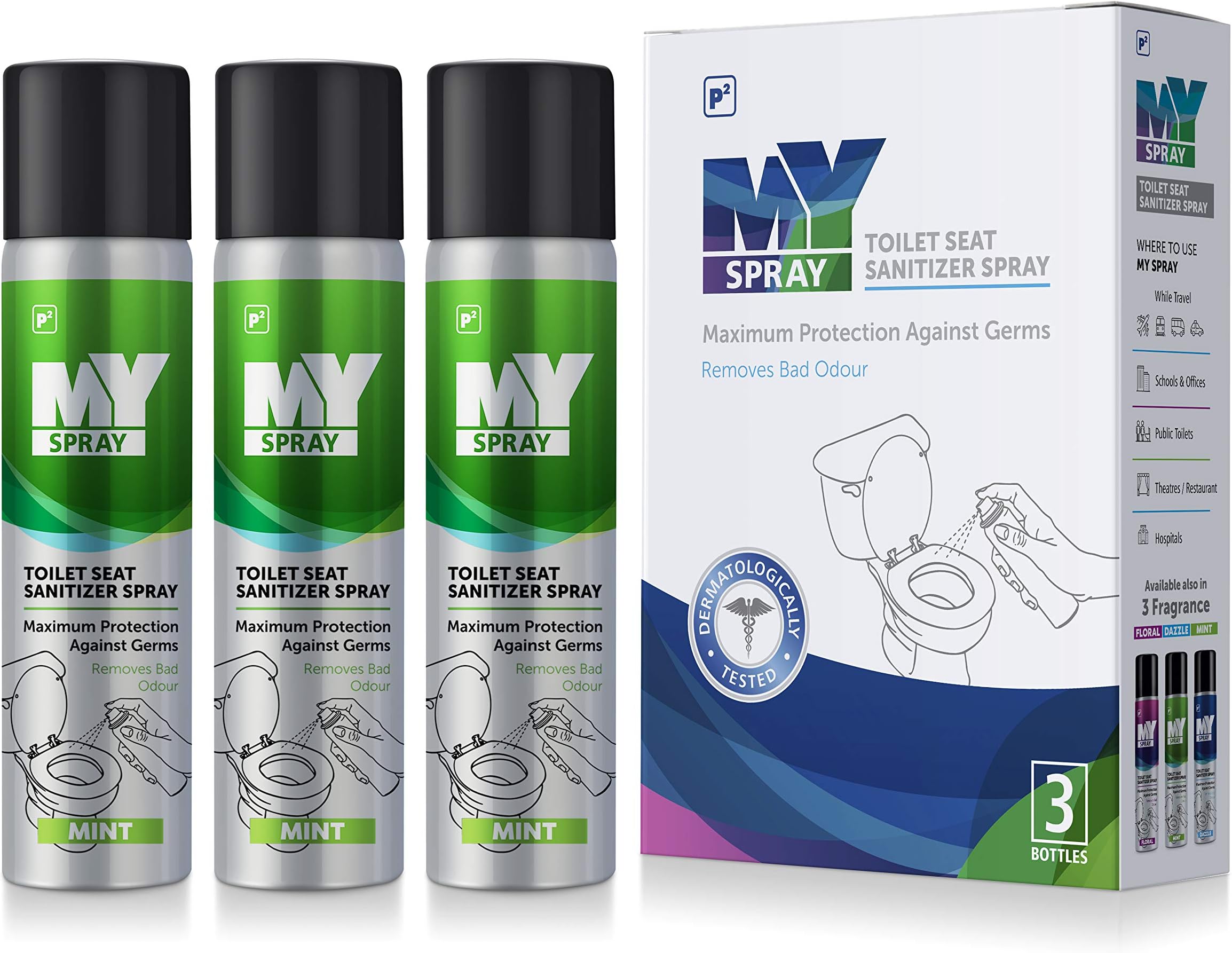 My Spray Toilet Seat Sanitizer Spray - 75 ML Mint Fragrance (Pack Of 3)