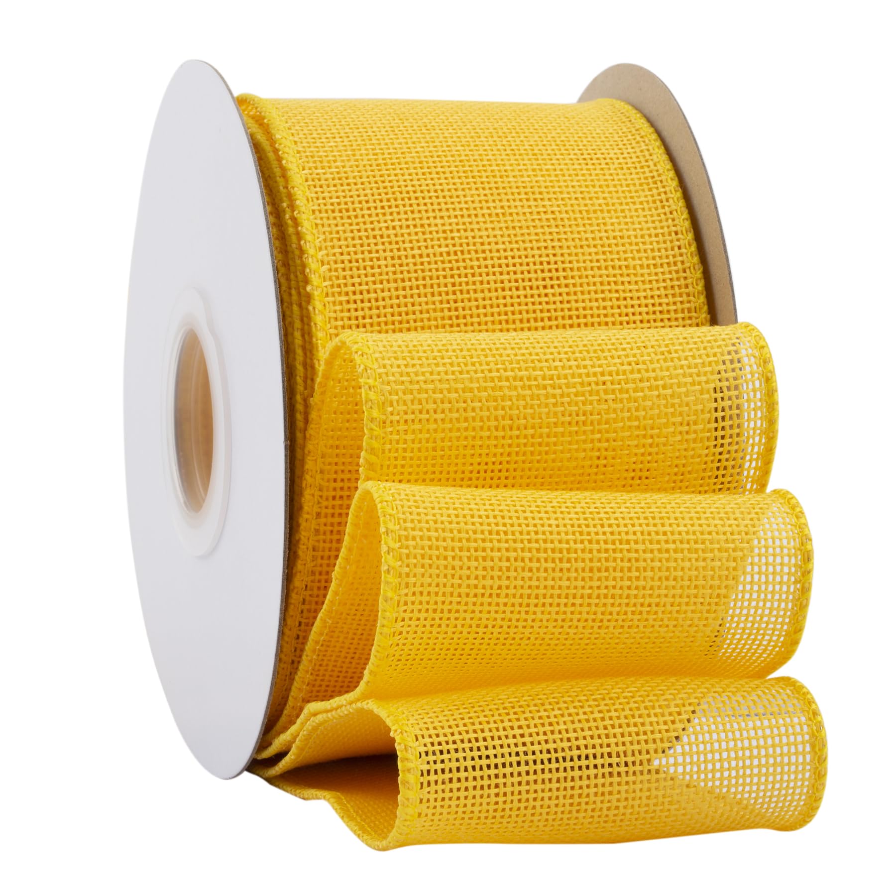 Ribbonitlux Yellow Burlap Wired Ribbon, 75mm x 18 Meters, Wired Edge Burlap Ribbon for Gift Wrapping, Big Bow, Wreath, and Christmas Tree Decoration