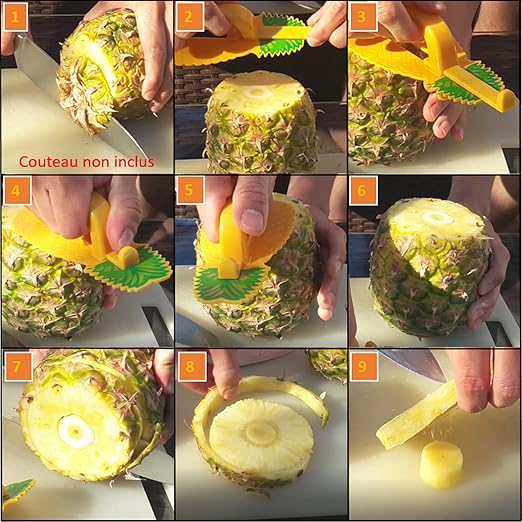 Compra Copa piña sin gâchis Slicer cuchillo y pelador en Amazon.es