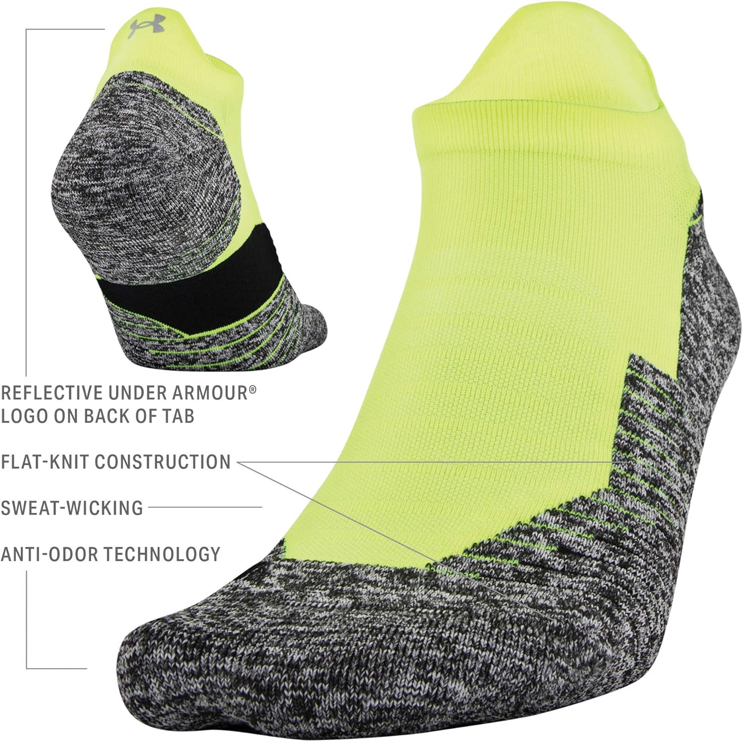 Under Armour Adult Run Cushion No Show Tab Socks, 1-Pair: Clothing
