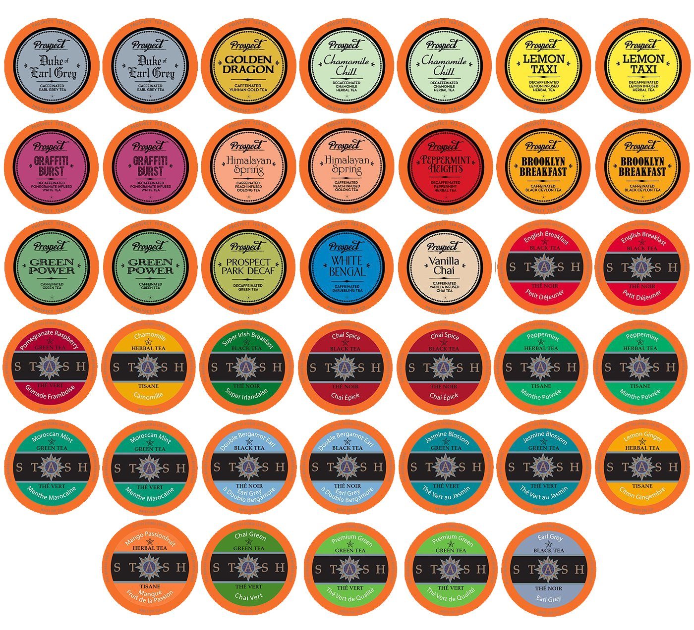 40 Two Rivers Assorted Tea Sampler Pack for Keurig KCup Brewers