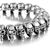 Urban Jewelry Men’s Stainless Steel Skull Bracelet Collection – Gothic & Biker Styles, 8.5–9" Length, Skull Head & Foxtail Chains, Scratch‑Resistant, Gift Box