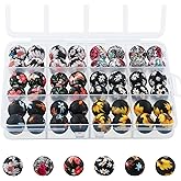 HHCFAST 48Pcs 15mm Print Silicone Beads for Keychain Making, Pattern Silicone Beads for Pens Necklace Bracelets Craft(Multicolor Flower)