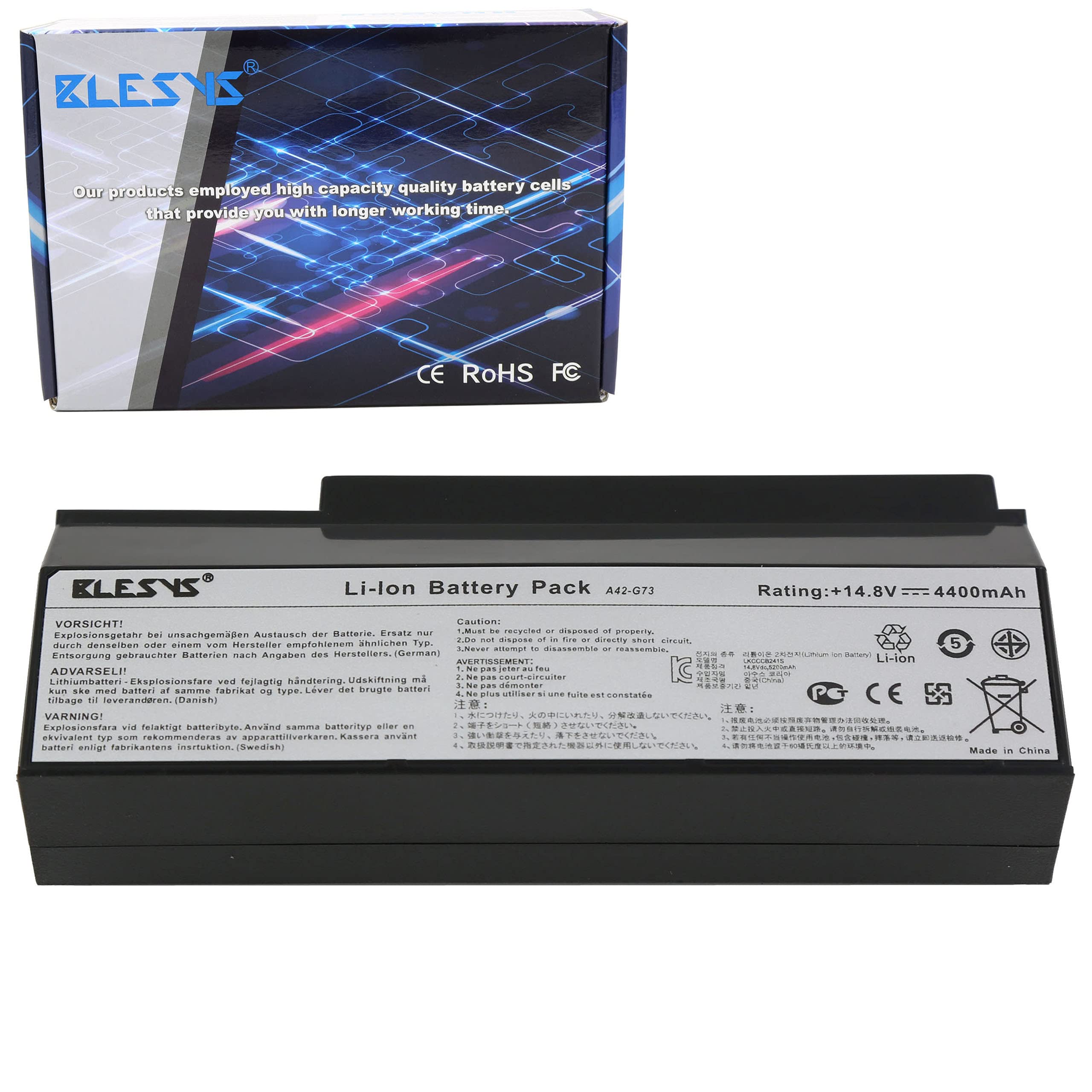 BLESYS 14.8V 8-Cell A42-G73 Battery for ASUS G73 G73G G73Gw G73J G73Jq G73Jh G73Jw G73Jx G73S G73Sv G73Sw G73Sx Series Laptop 4400mAh