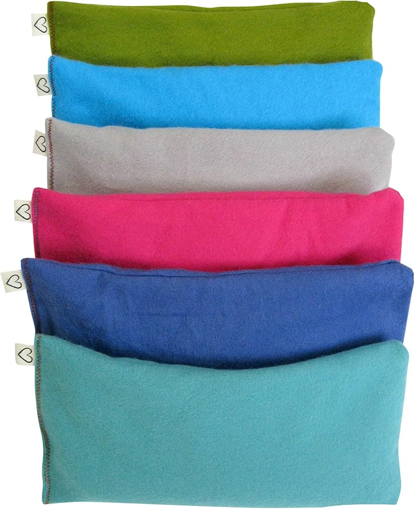 Peacegoods Unscented Organic Flax Seed Eye Pillow - Pack of (6) - Soft Cotton Flannel - Weighted Headache Relief Meditation Y